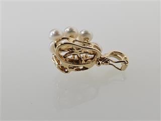 14K Yellow Gold 3.9mm Round Pearl Round Diamond Pendant Charm